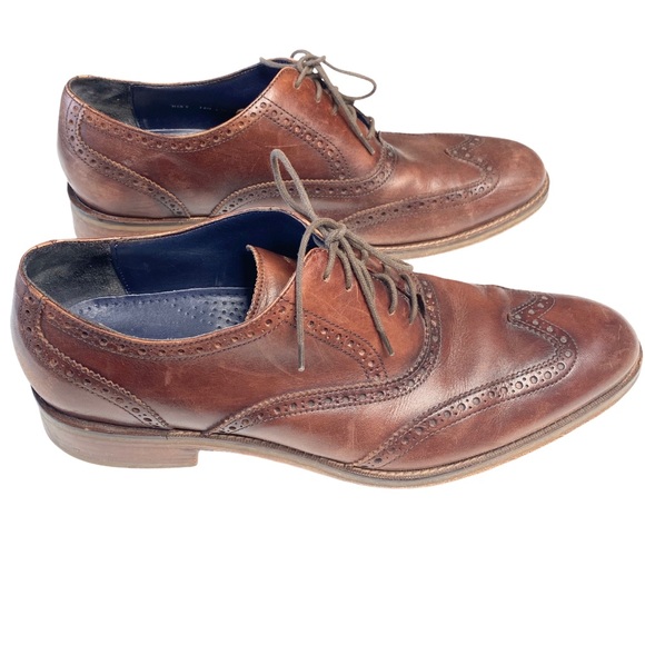 Cole Haan ✈︎ Madison Leather Wingtip Oxford Brogue Dress Shoe ✈︎ Mahogany Brown - Picture 4 of 16